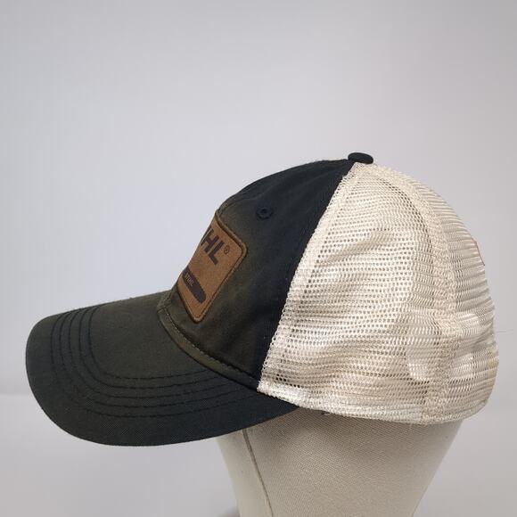 STIHL Leather Patch Snapback Trucker Hat Black One Size Mesh Back - Picture 3 of 10